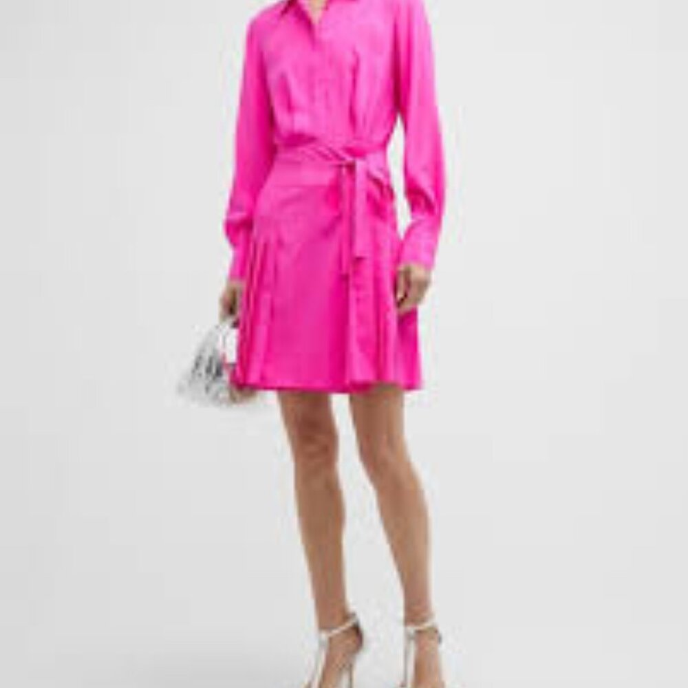 Jason Wu Pleated Silk Mini Shirtdress